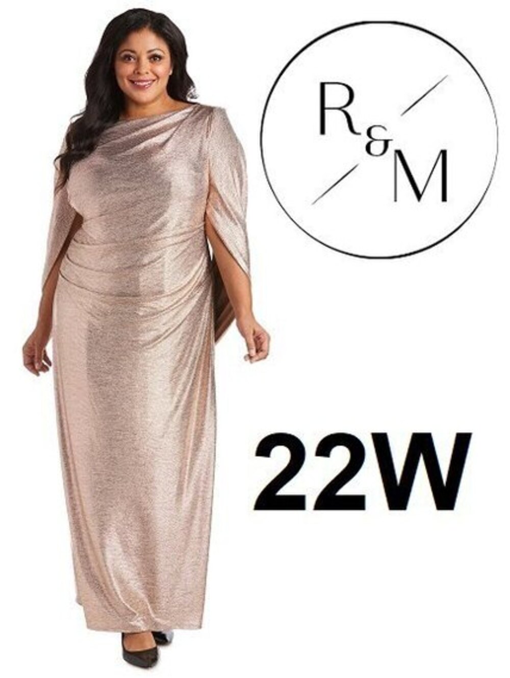 NWT R&M Richards Rose Gold Formal Evening Gown Women's 22W